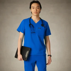 Fashion Members Only Brighton 3-Pocket Scrub Top Royal Blue