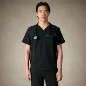 Hot Members Only Brighton 3-Pocket Scrub Top Black