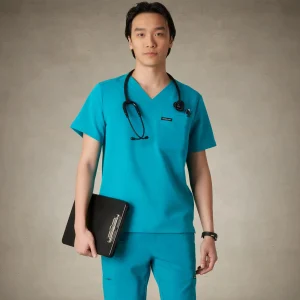 New Members Only Brighton 3-Pocket Scrub Top Teal