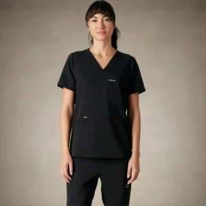 Online Members Only Cordoba 5-Pocket Scrub Top Black