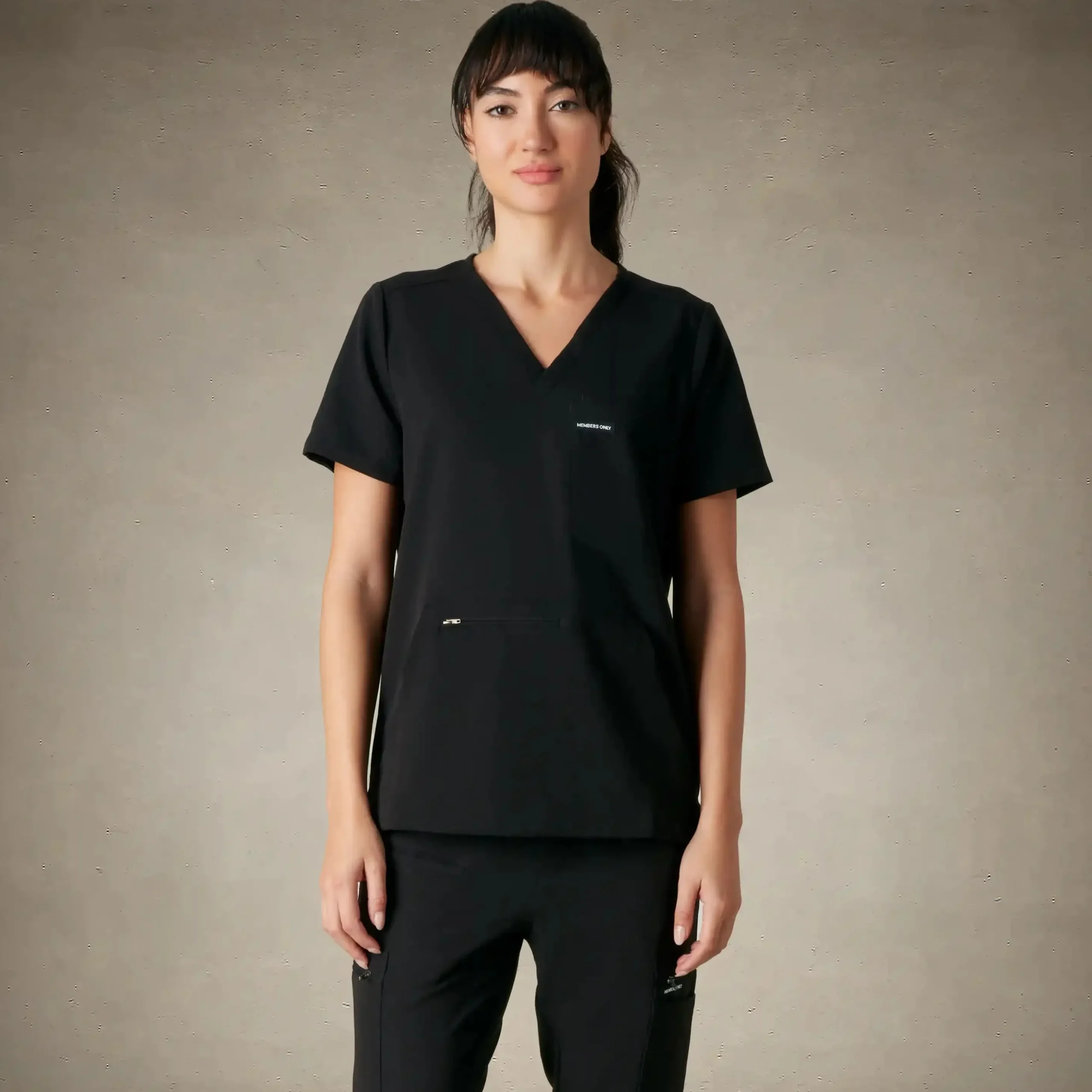 Online Members Only Cordoba 5-Pocket Scrub Top Black
