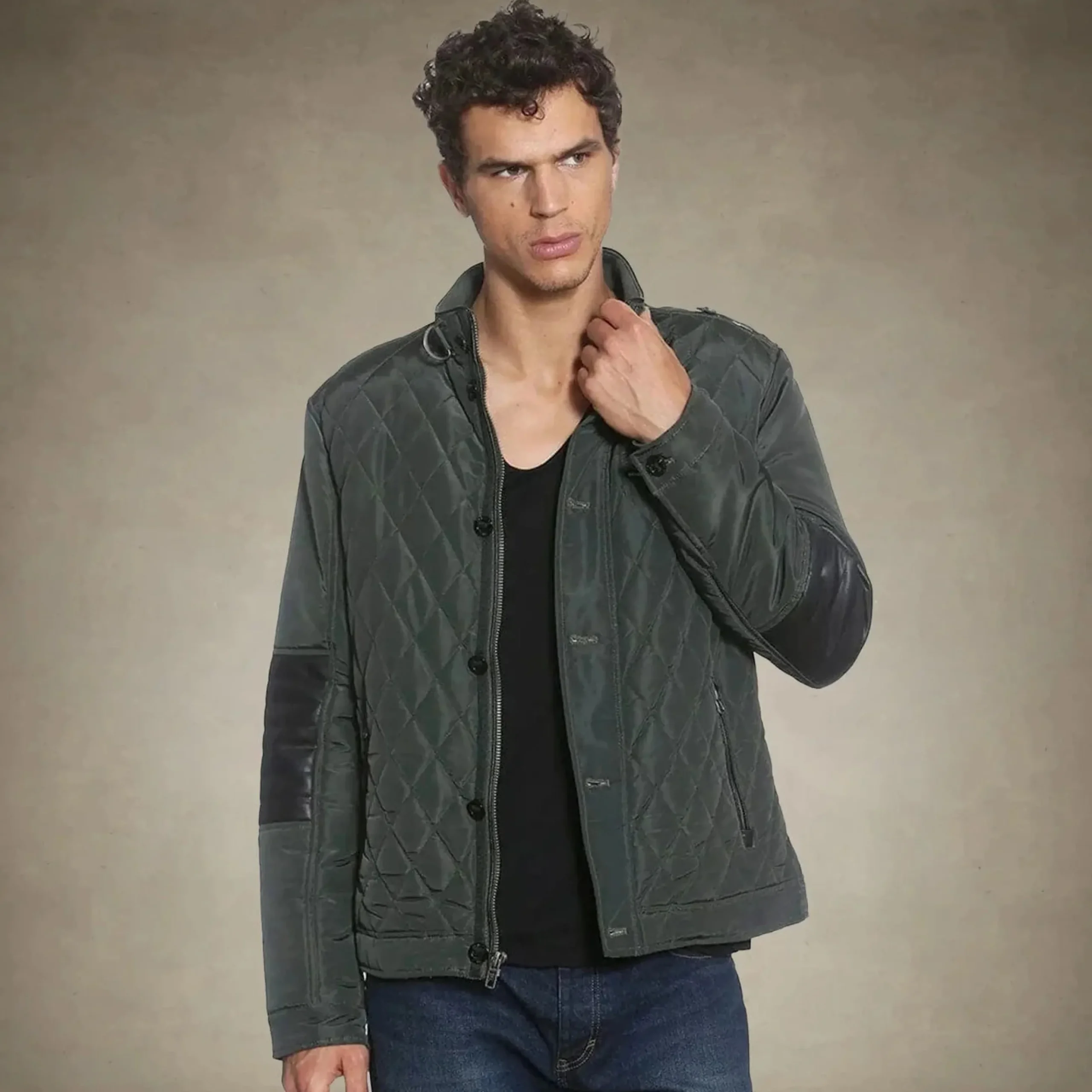 Fashion Members Only Men's Belmont Quilted Jacket Dark Green