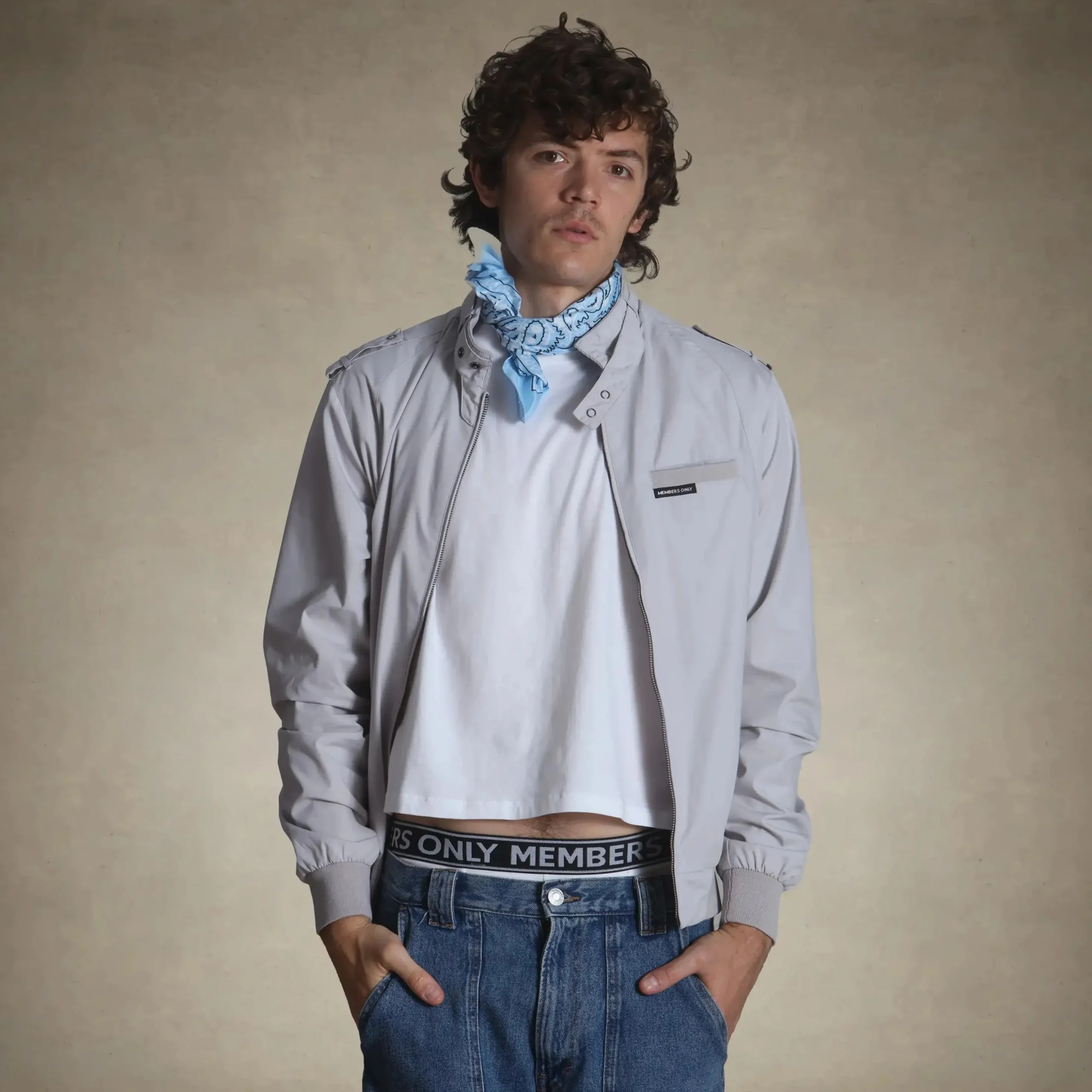 Clearance Members Only Men's Big & Tall Classic Iconic Racer Jacket Light Grey