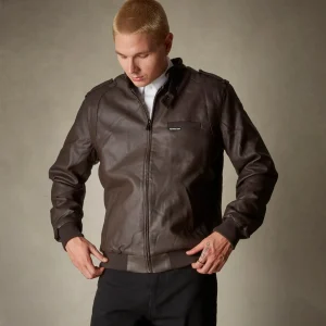 Hot Members Only Men's Faux Leather Iconic Racer Jacket Dark Brown
