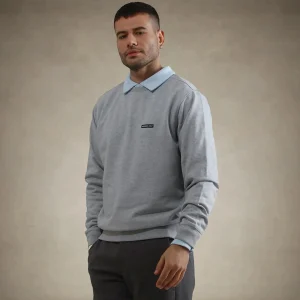 Fashion Members Only Men's Preston Crew Neck Sweatshirt Grey