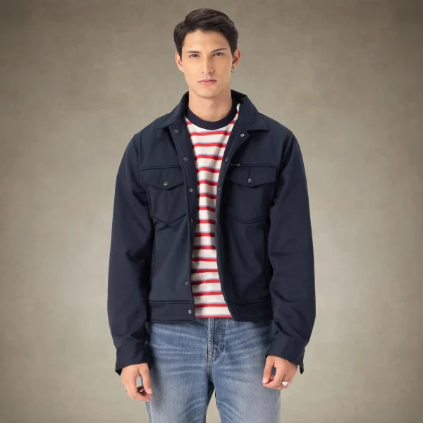 Sale Members Only Men's Soft Shell Shirt Jacket Navy