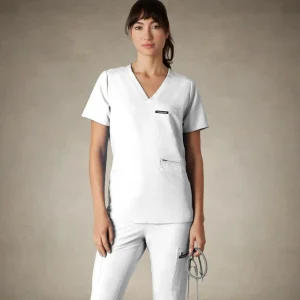Online Members Only Palermo 4-Pocket Scrub Top White
