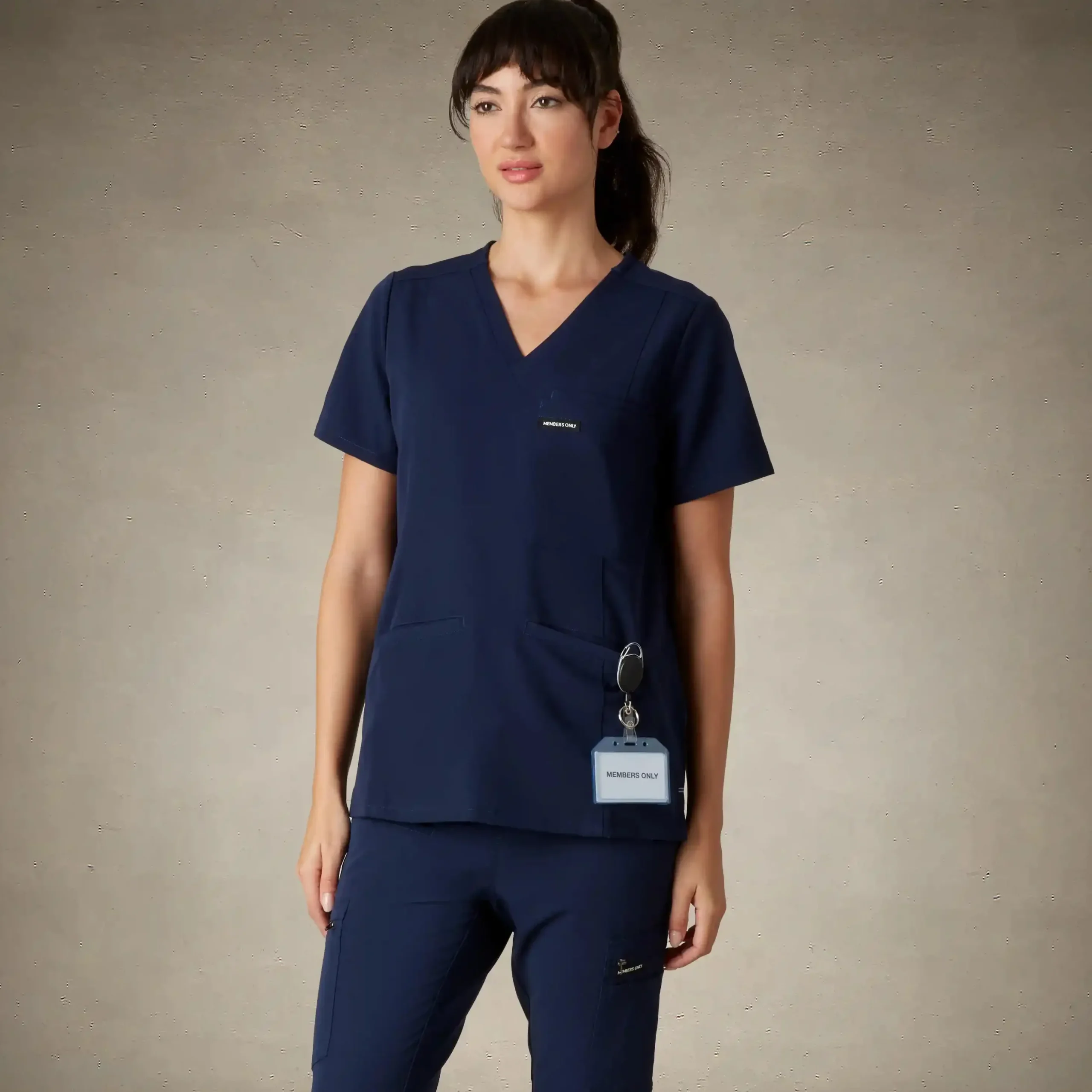 Hot Members Only Siena 5-Pocket Scrub Top Navy