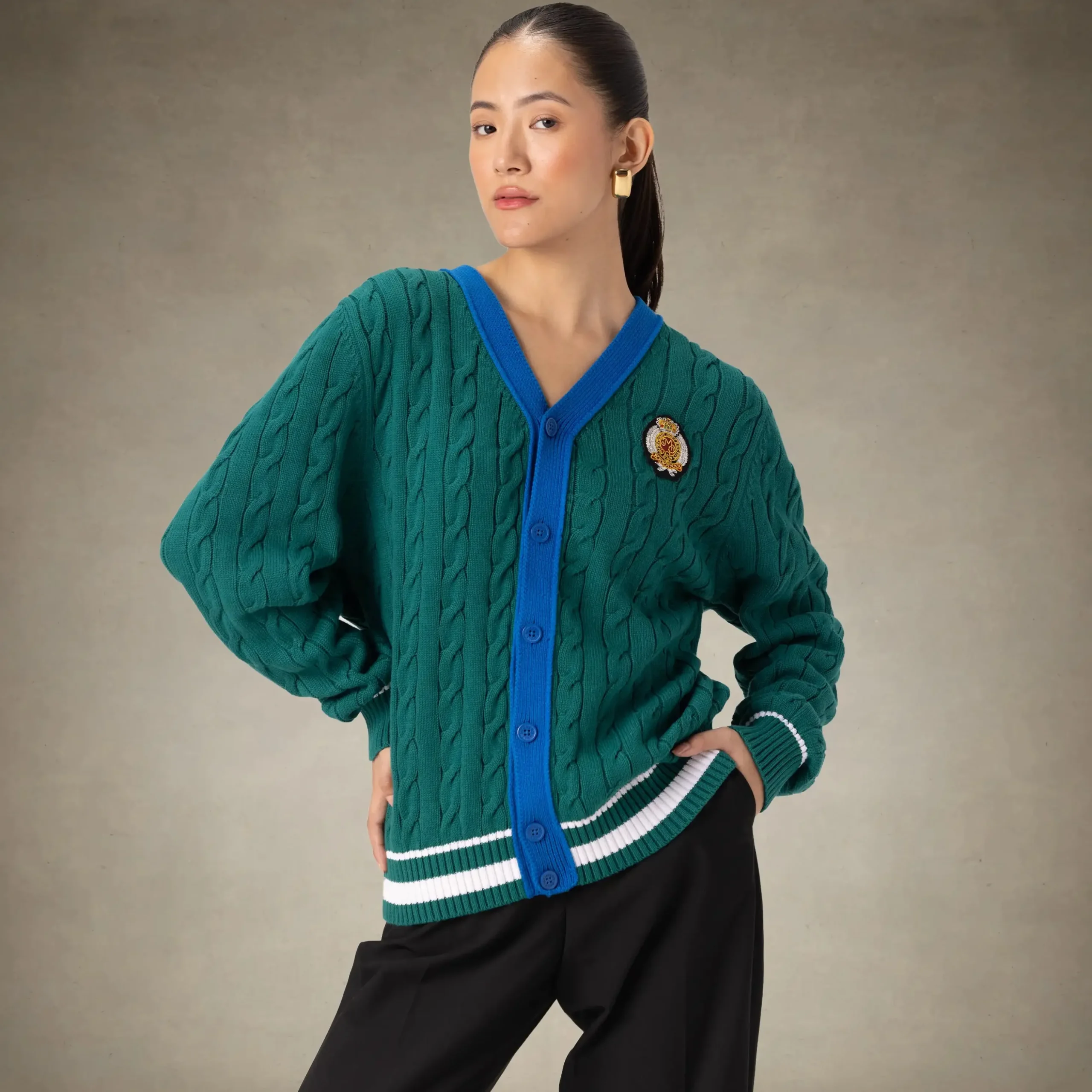Best Members Only Women's Cable Knit Cardigan Green