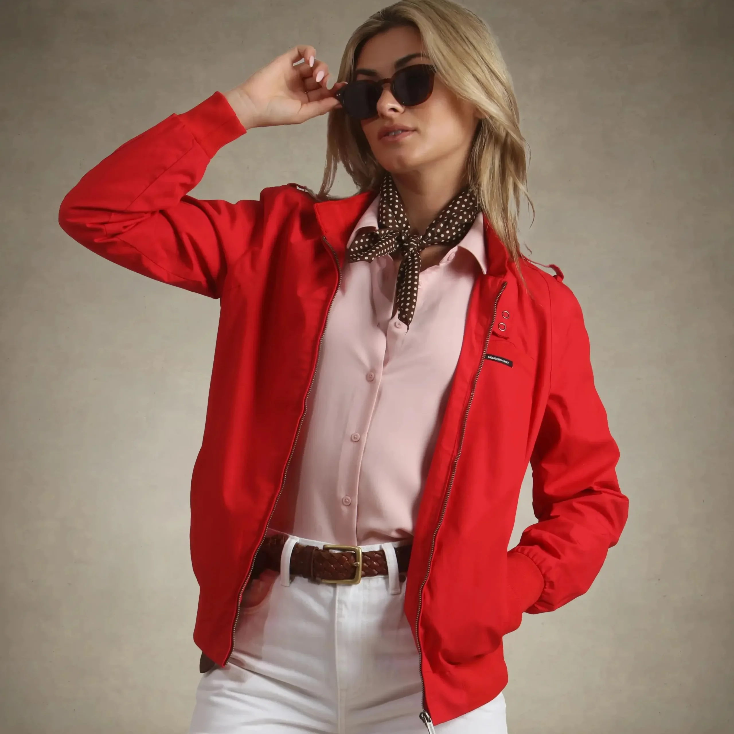 Discount Members Only Women's Classic Iconic Racer Jacket (Slim Fit) Red