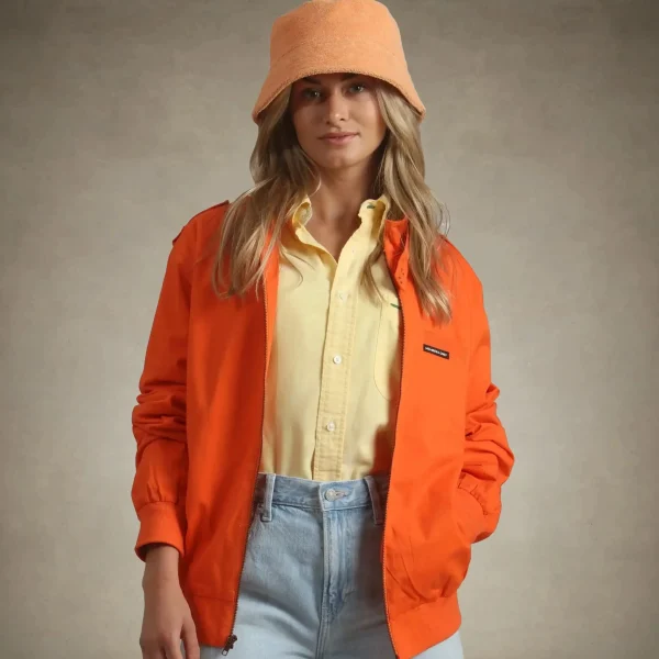 Best Members Only Women's Classic Iconic Racer Oversized Jacket Orange