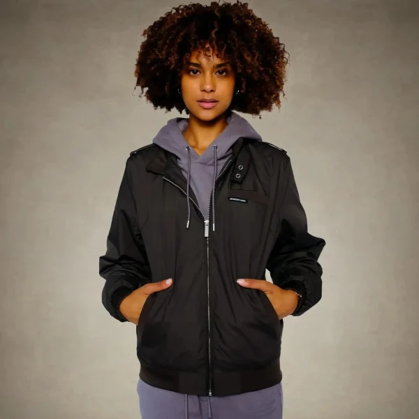 Outlet Members Only Women's Classic Iconic Racer Oversized Jacket Black