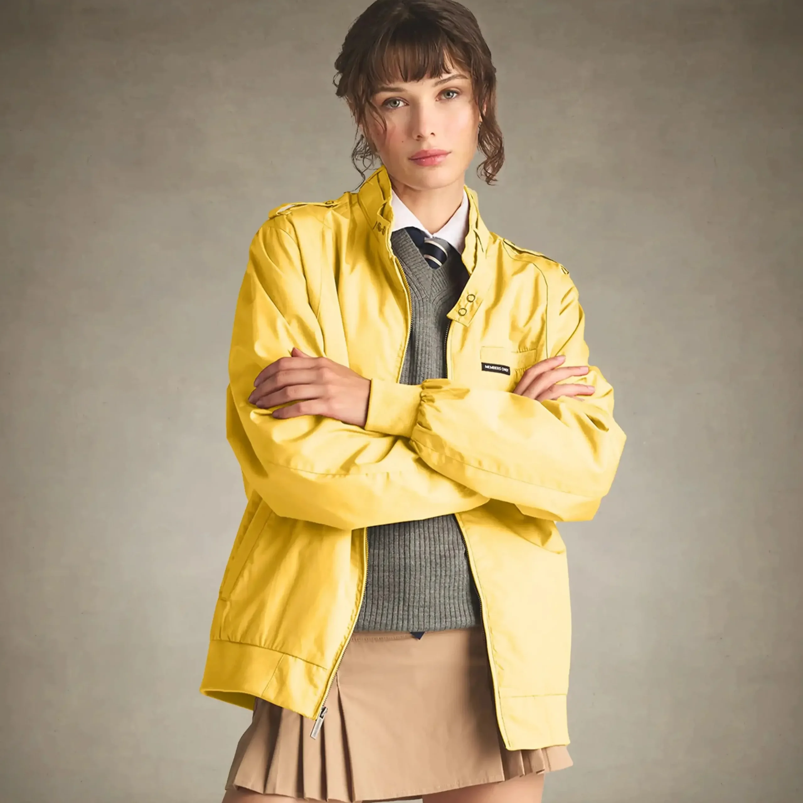 Online Members Only Women's Classic Iconic Racer Oversized Jacket Soft Yellow