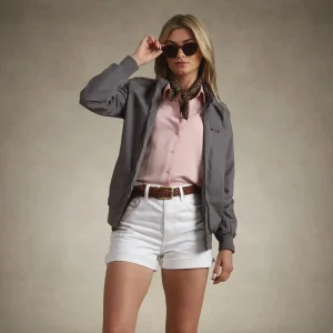 Outlet Members Only Women's Classic Iconic Racer Jacket (Slim Fit) Grey