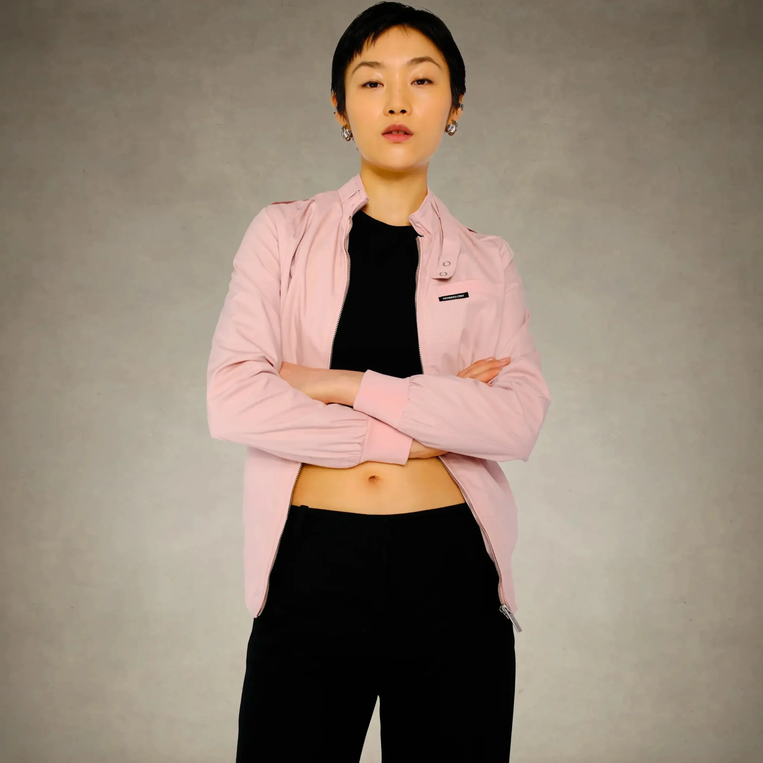 Fashion Members Only Women's Classic Iconic Racer Jacket (Slim Fit) Light Pink