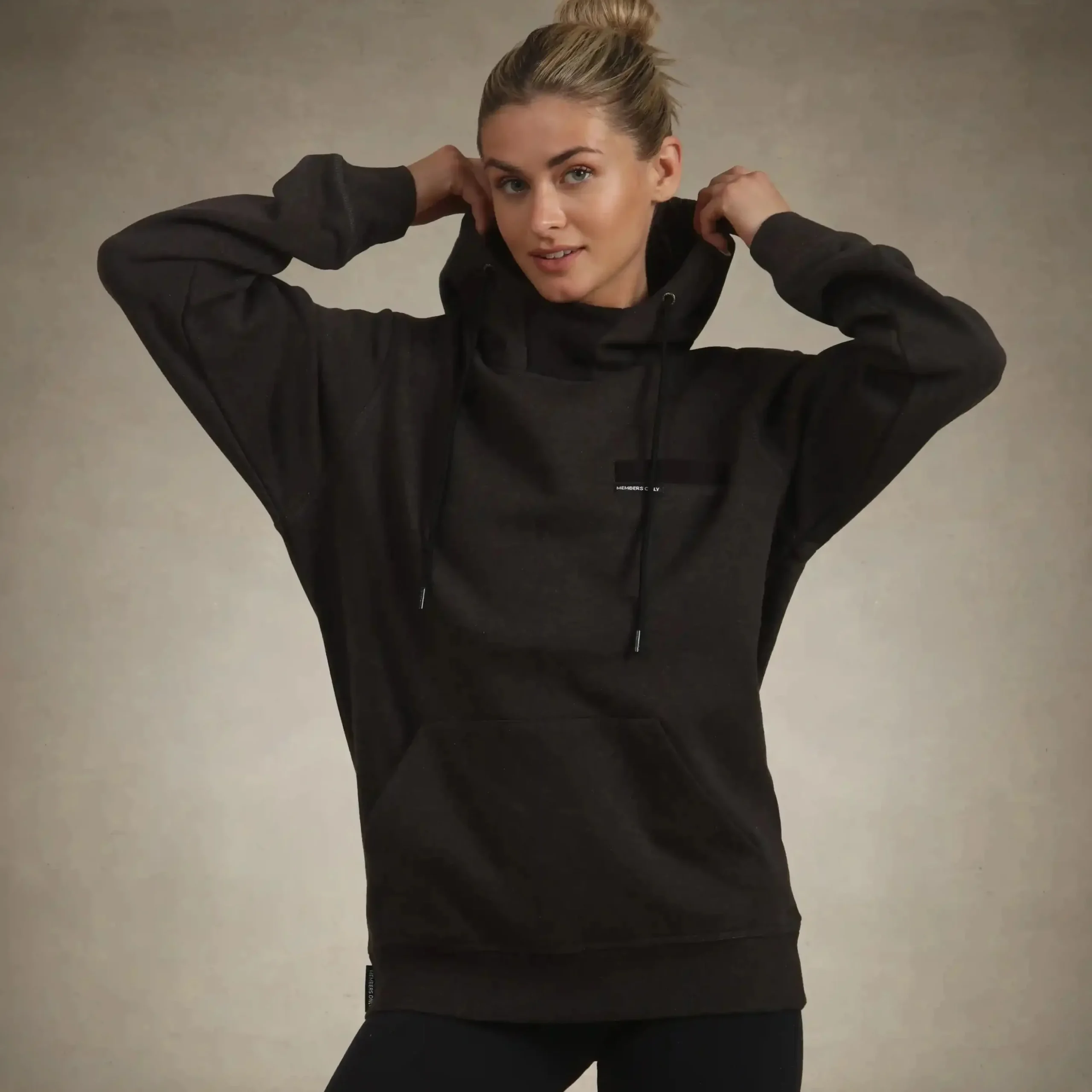 Hot Members Only Women's Jayden Colorblock Oversized Hooded Sweatshirt Charcoal
