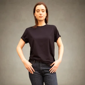 New Members Only Women's Oversized Crew Neck T-Shirt Black