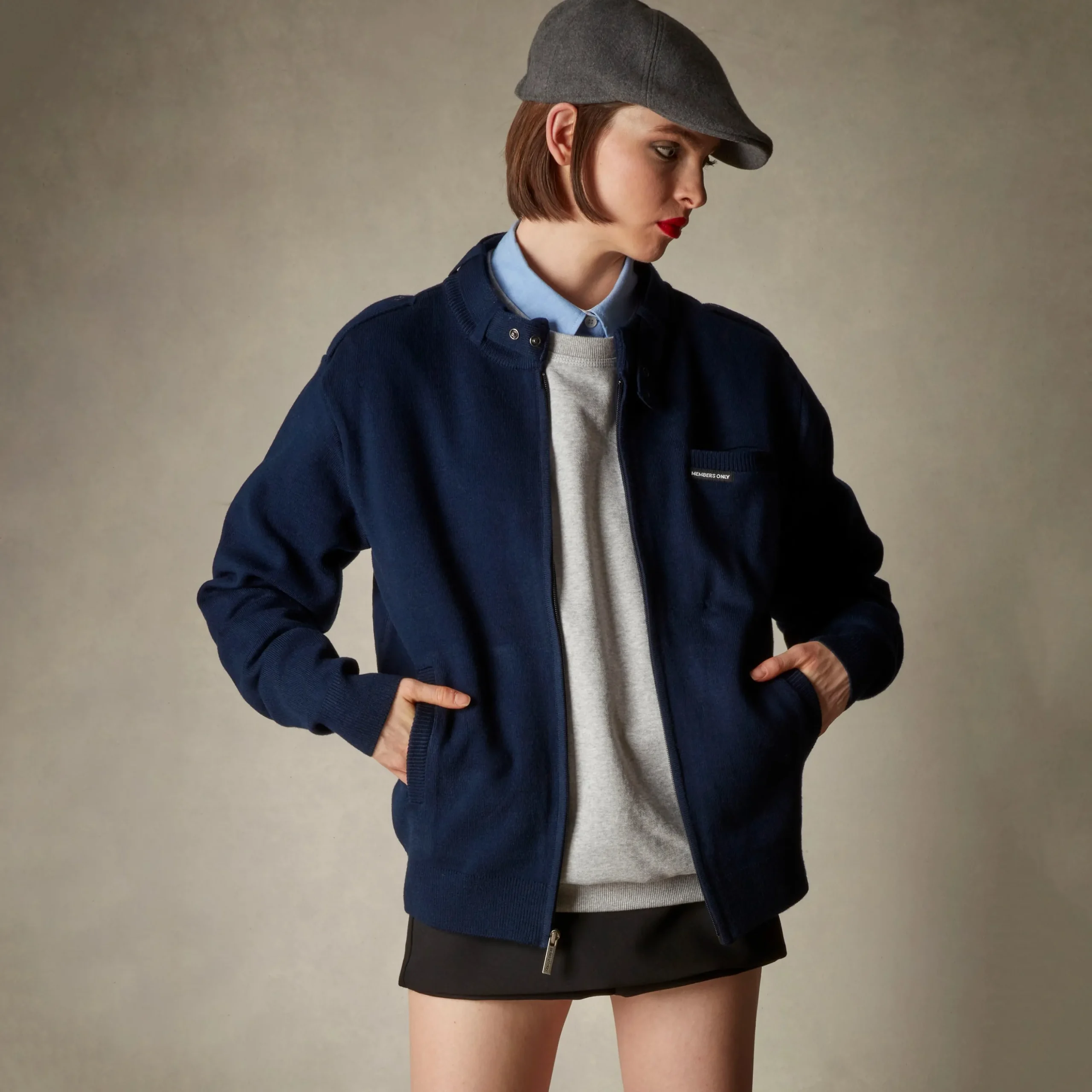 Clearance Members Only Women's Oversized Iconic Racer Sweater Navy