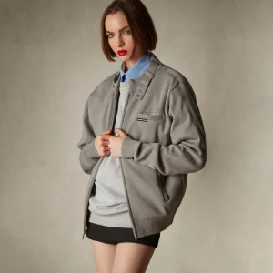 Best Members Only Women's Oversized Iconic Racer Sweater Grey