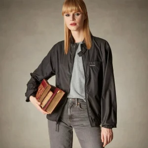 Fashion Members Only Women's Oversized Packable Windbreaker Jacket Black