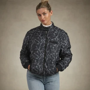 Fashion Members Only Women's SoHo Oversized Quilted Jacket Black Camo