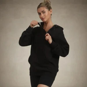Hot Members Only Women's Taylor Double Zipper Pullover Oversized Hoodie Black
